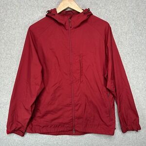 Royal Robbins Red Hooded Lightweight Full Zip Rain Jacket Windbreaker Mens‎ L
